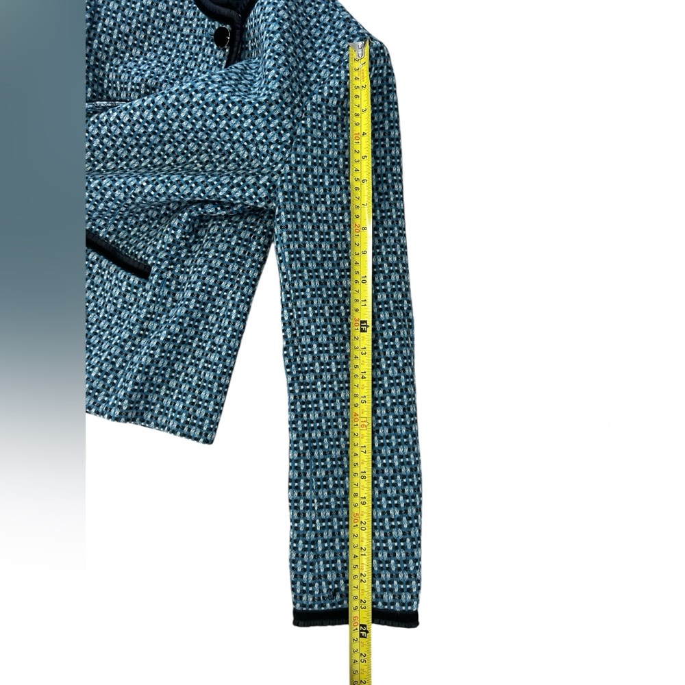 LN Jones New York signature jacket blazer suit tweed 8 Wool Velvet buttons Blue - Picture 10 of 10